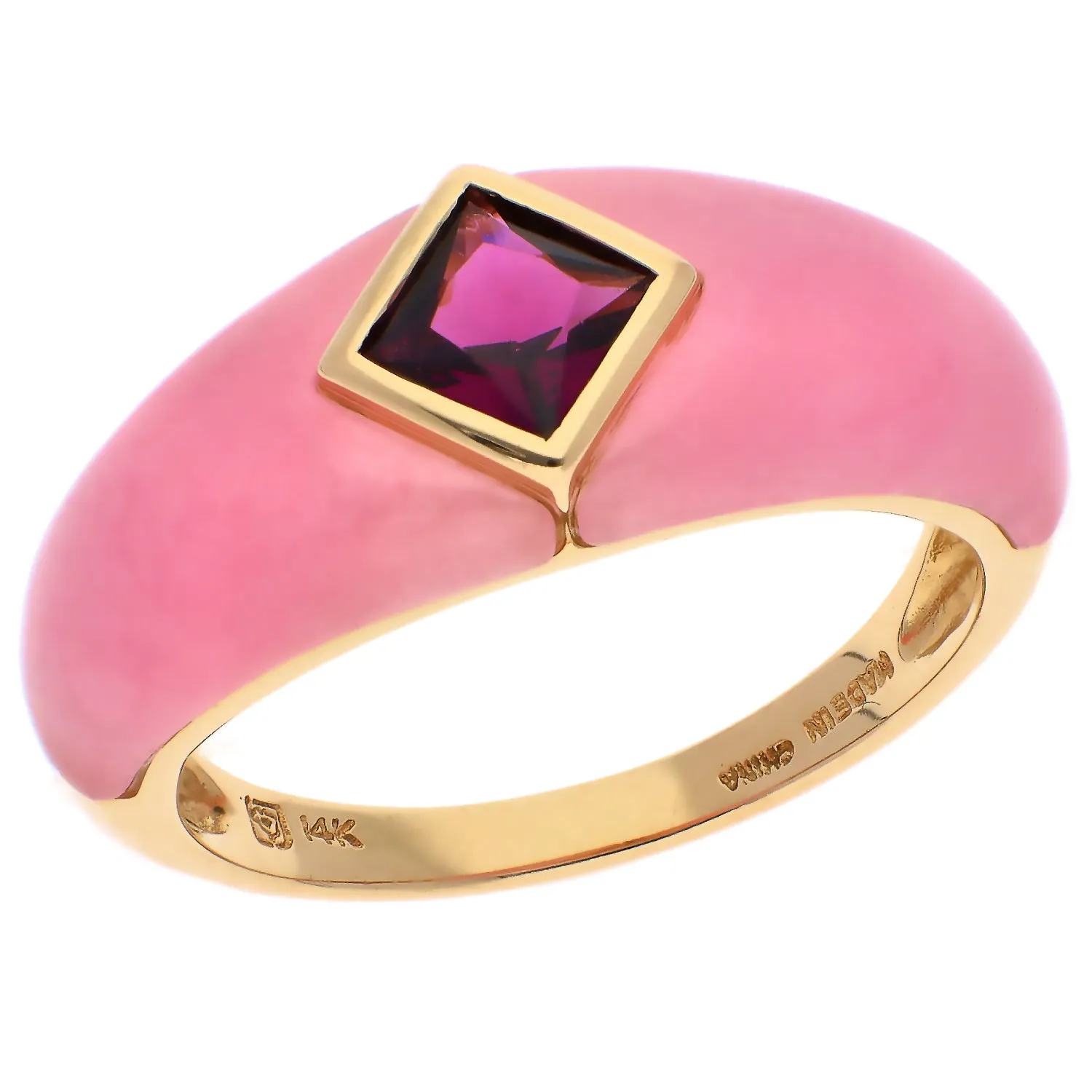 14K Yellow Gold Rose Quartz and Rhodolite Garnet Ring