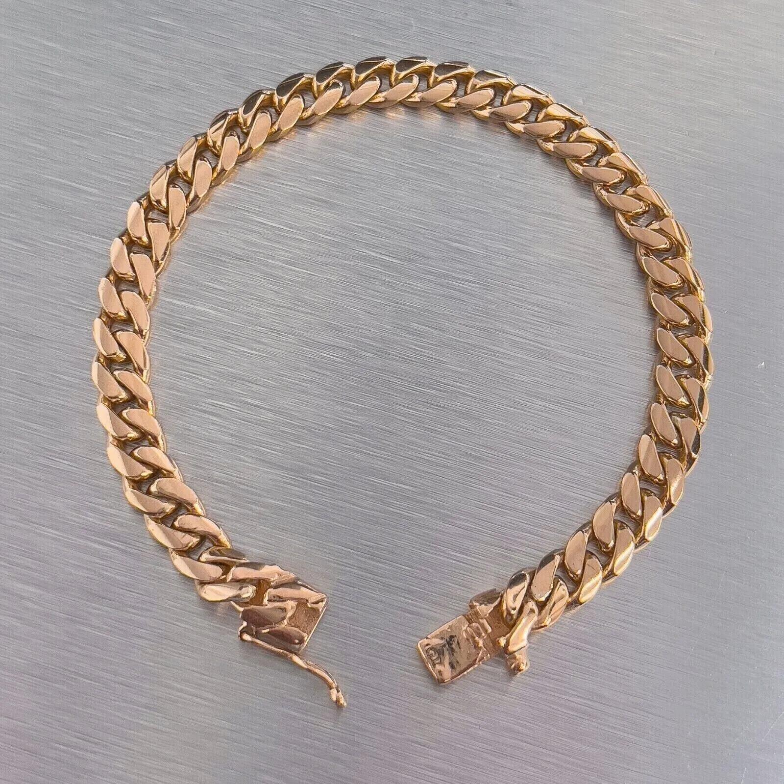 18k Rose Gold Cuban Link 6.50mm Hidden Box Clasp Bracelet 7.25" 28g