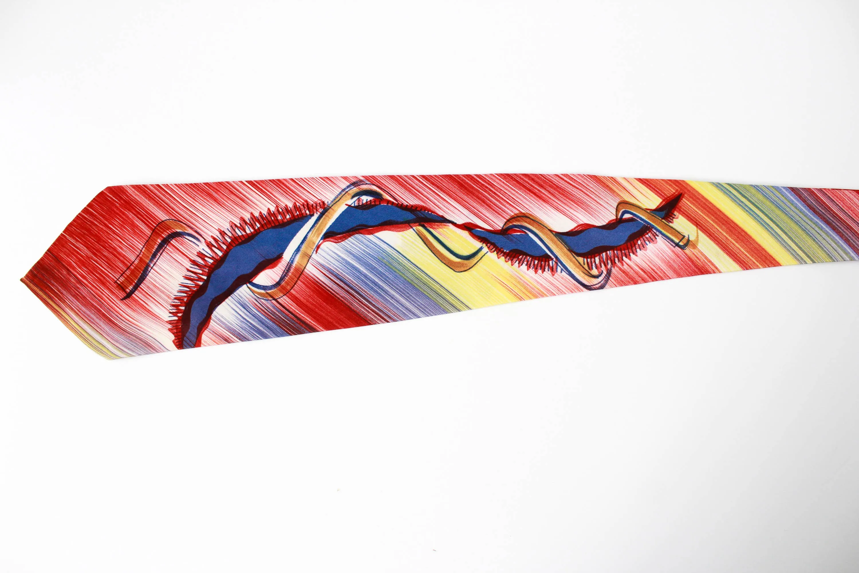 1940s Hand Painted Abstract Print Rayon Necktie