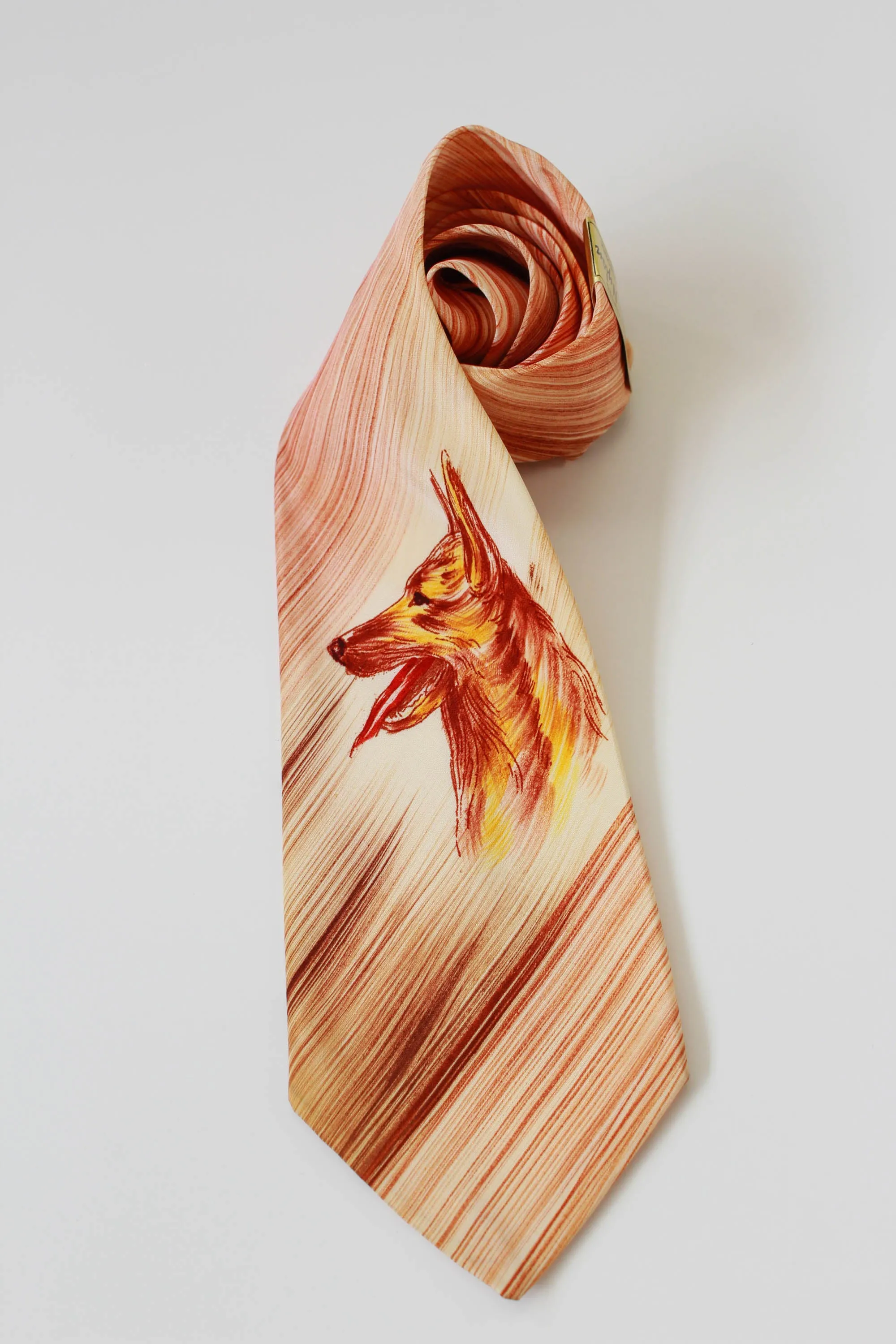 1940s Hand Painted Dog Necktie, Orange