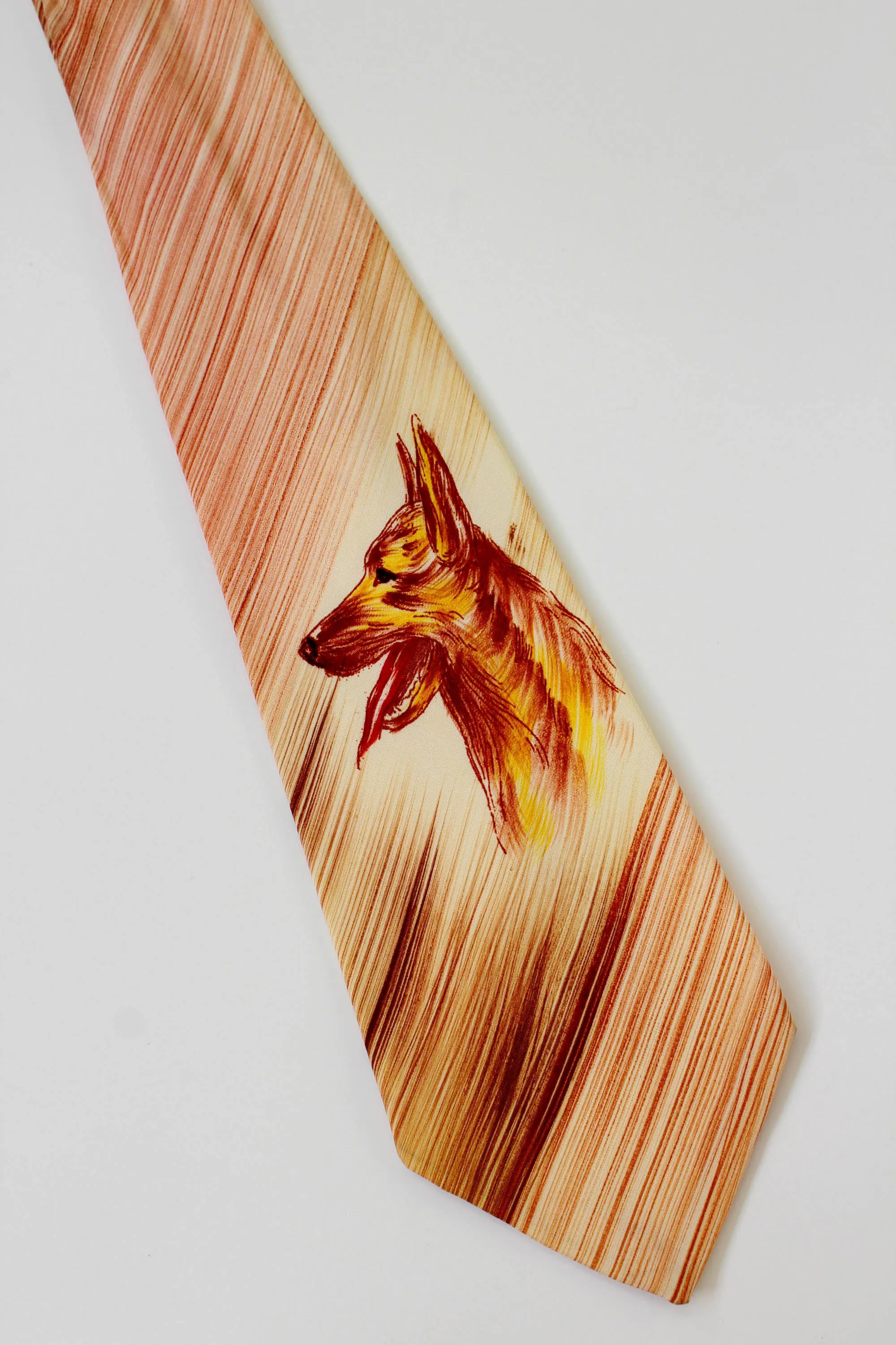 1940s Hand Painted Dog Necktie, Orange