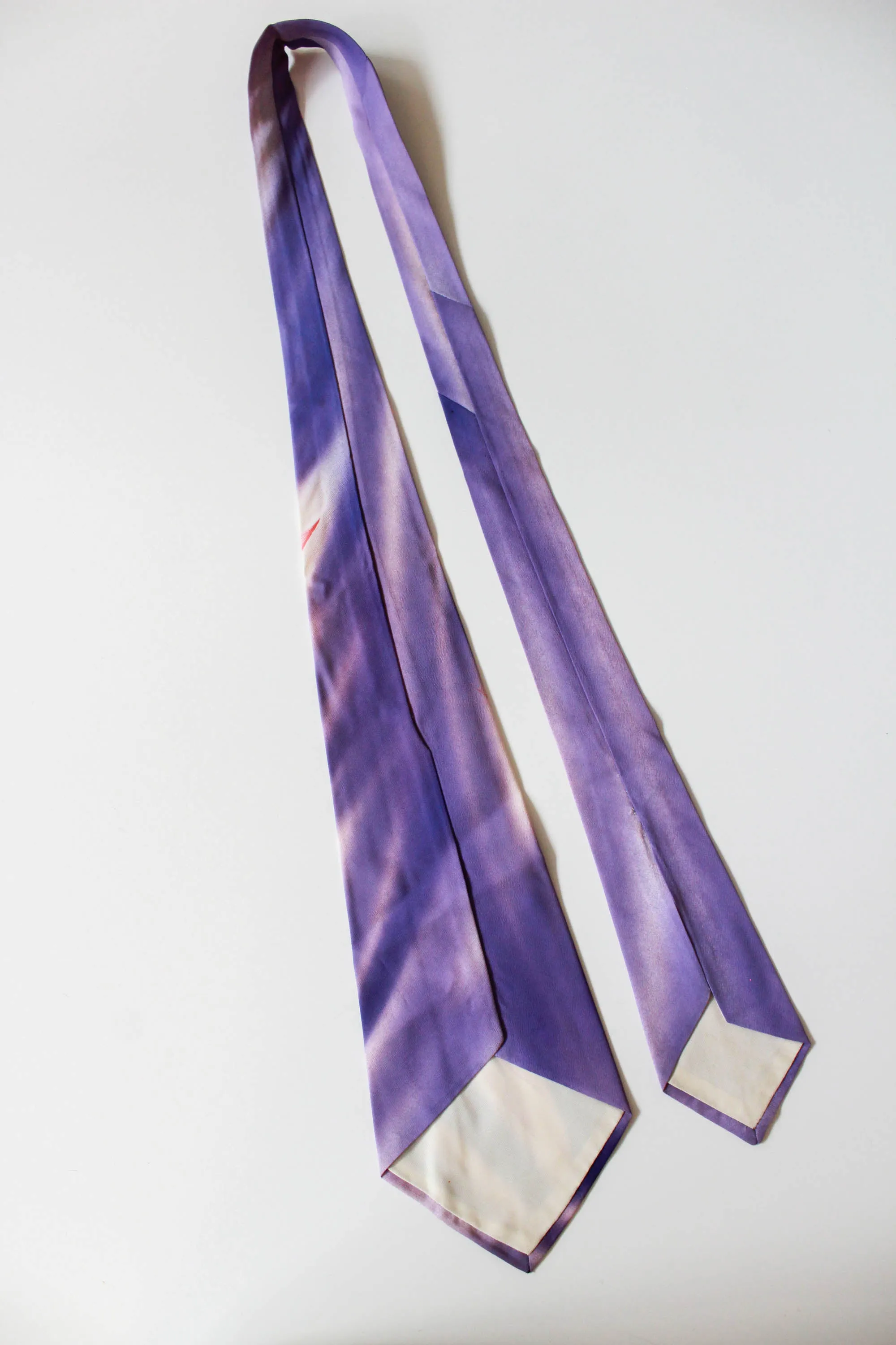 1940s Purple Hand Painted Necktie