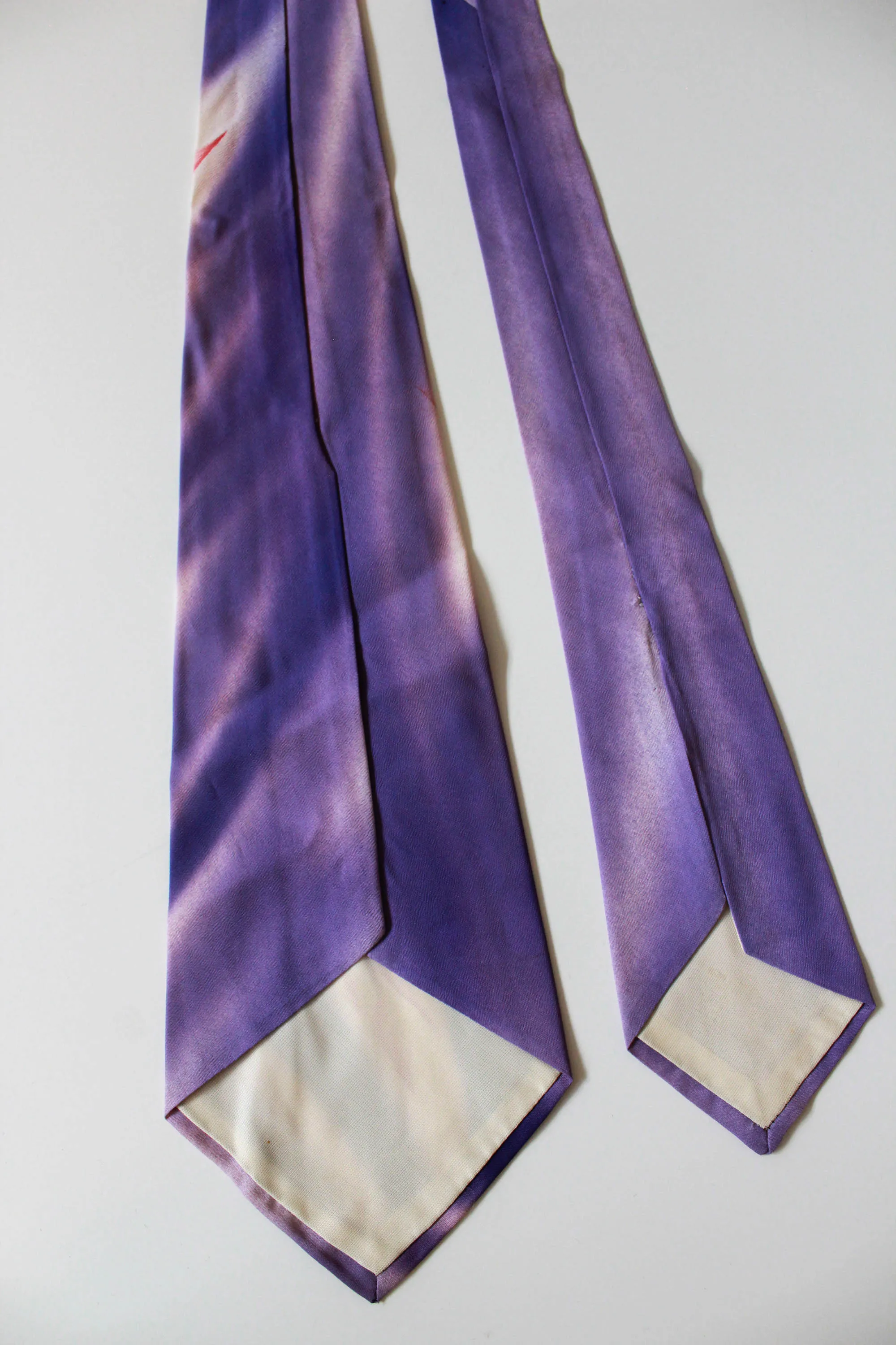 1940s Purple Hand Painted Necktie