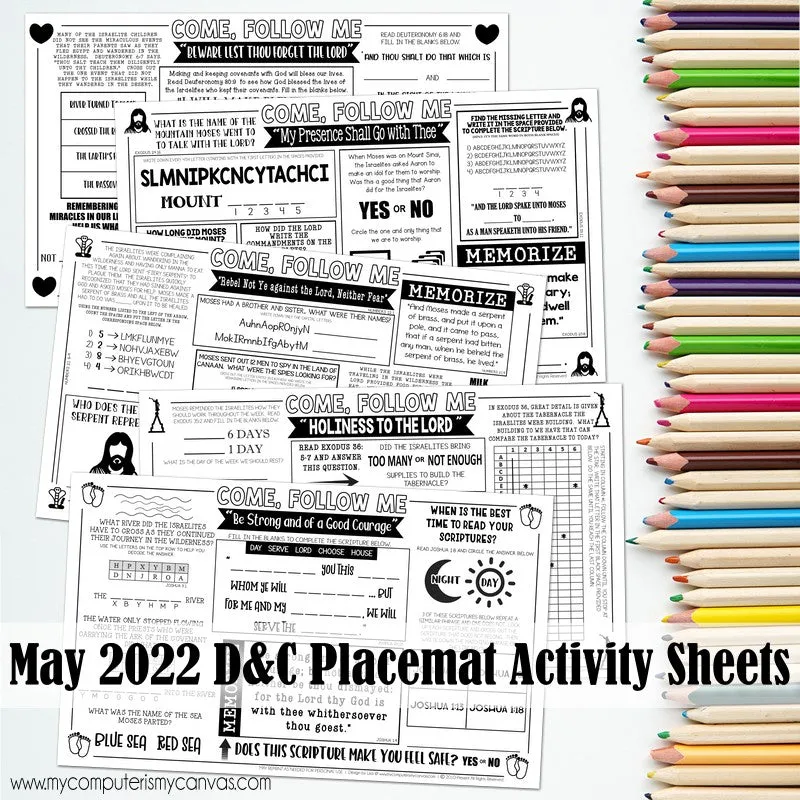 2022 CFM Old Testament Placemat Activity Sheets {MAY} PRINTABLE