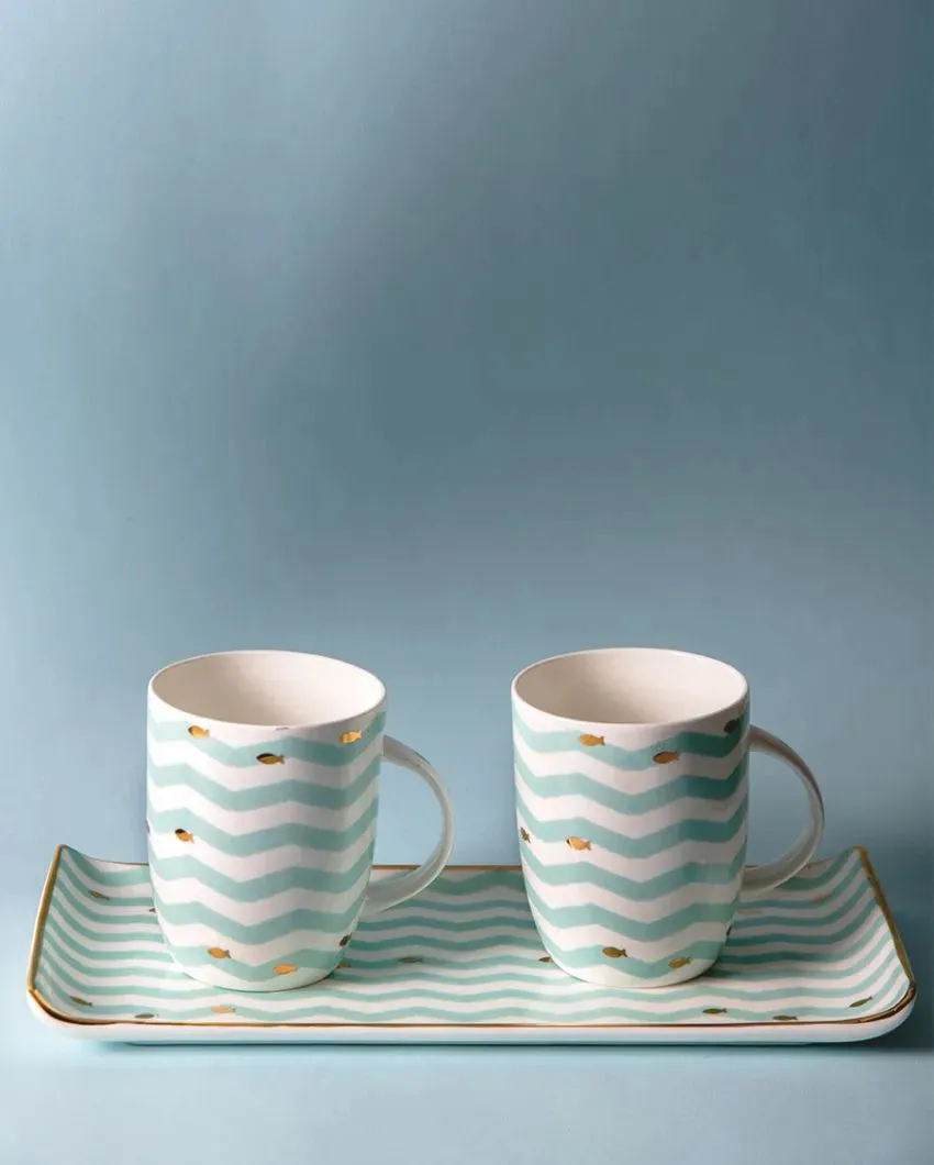 24 Karat Gold Detailed Nemo Mug & Platter Set | Set of 2 cups & 1 Platter