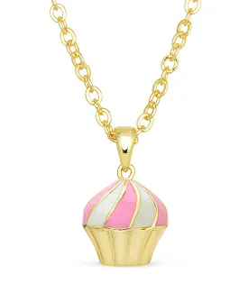 3D Cupcake Pendant (Pink/White)