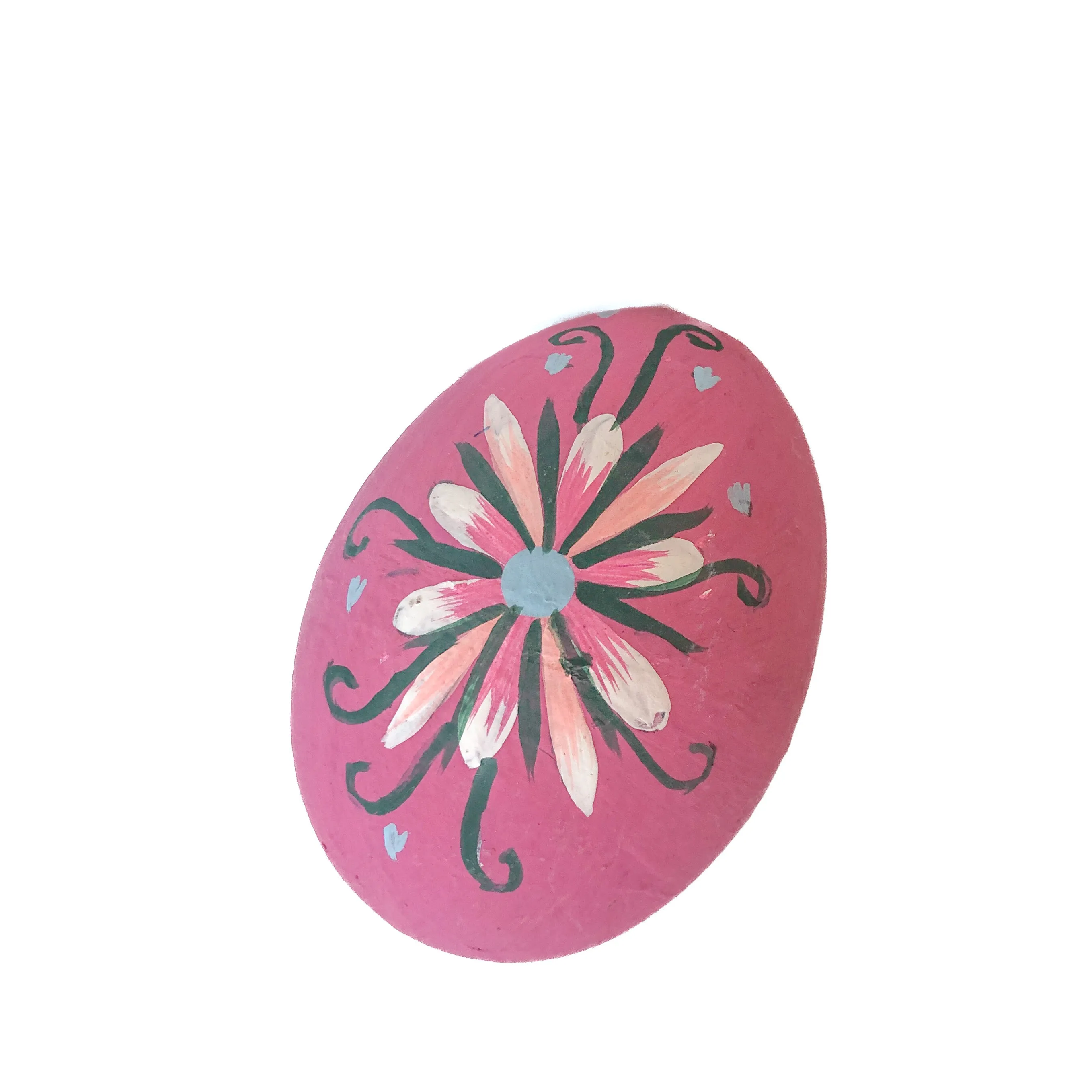 3" Hand Painted Papermache Floral Egg