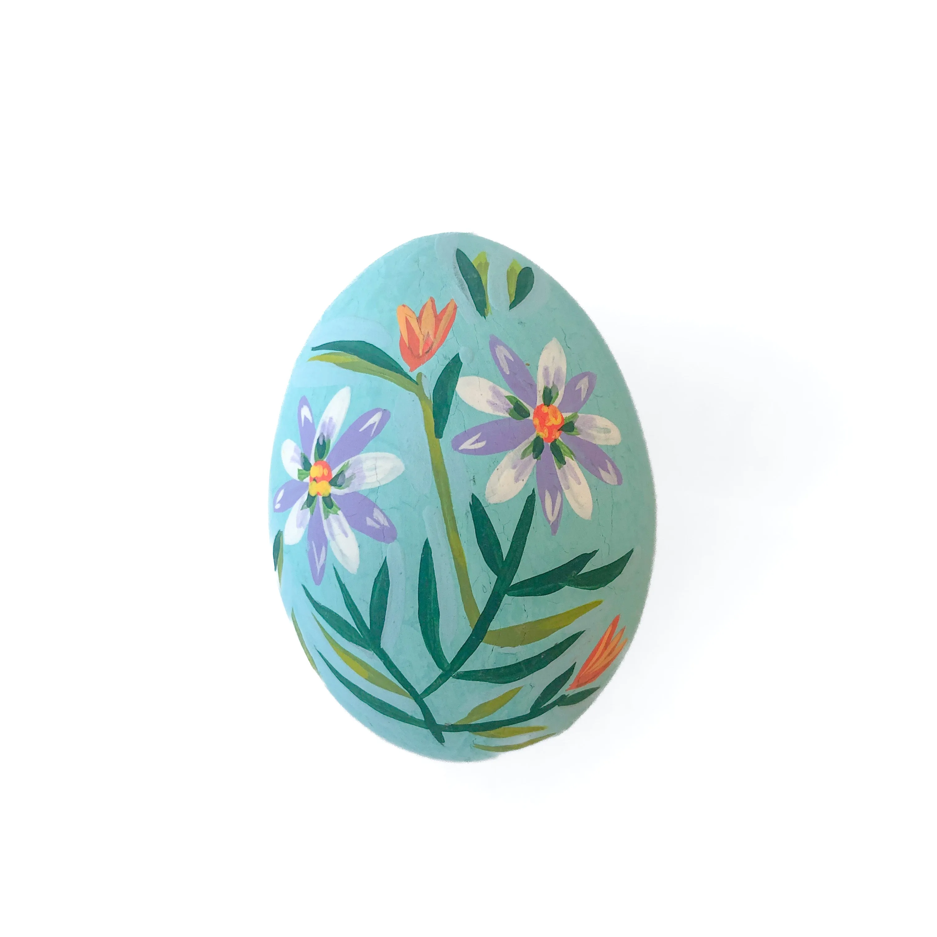 3" Hand Painted Papermache Floral Egg