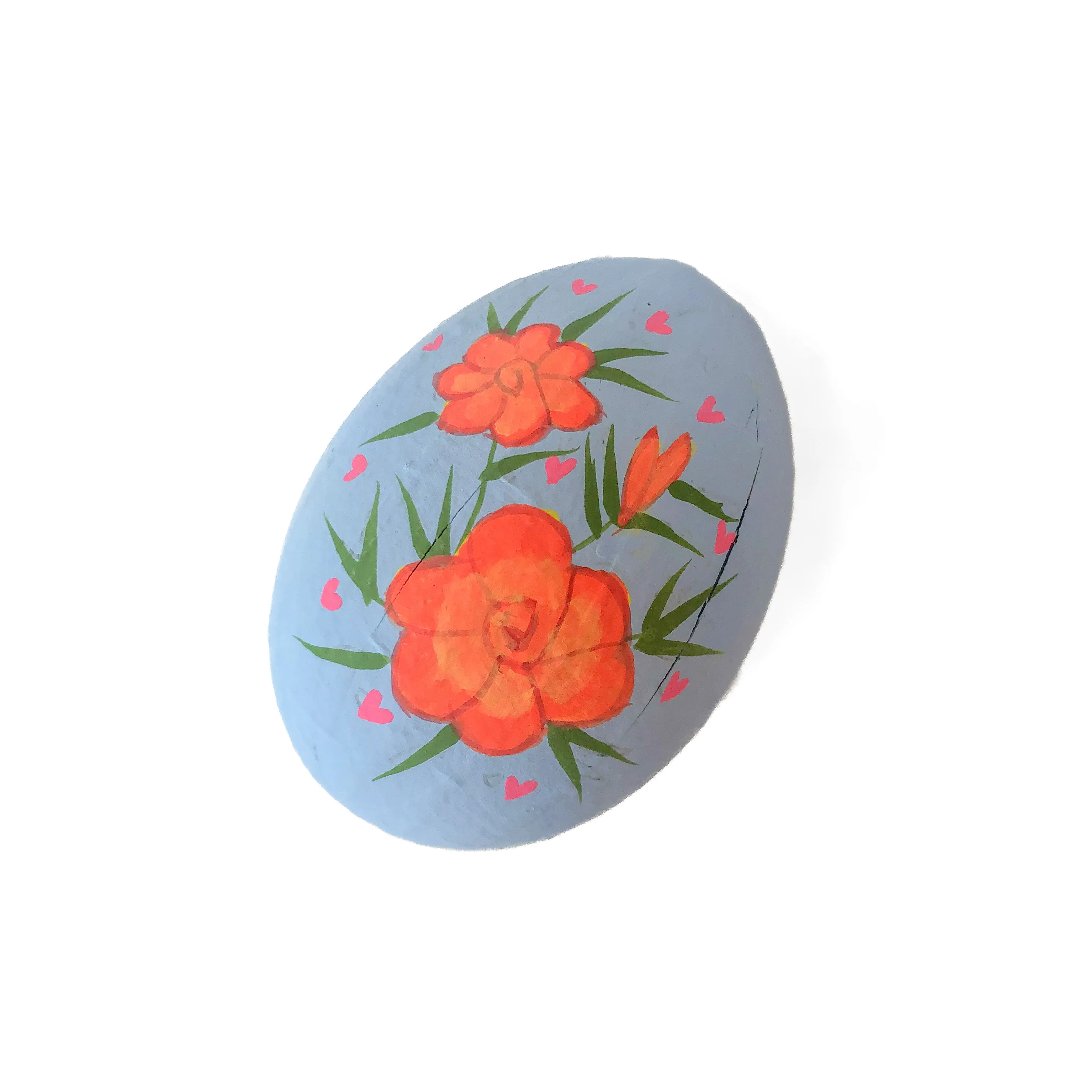 3" Hand Painted Papermache Floral Egg