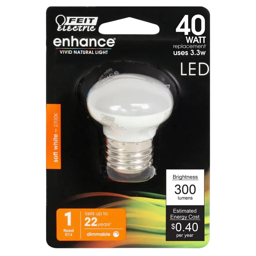 40W Soft White Enhance R14 E26 LED Light Bulb BPR14DM/LED