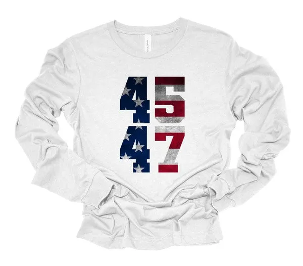 45 47 Trump America Long Sleeve Tee