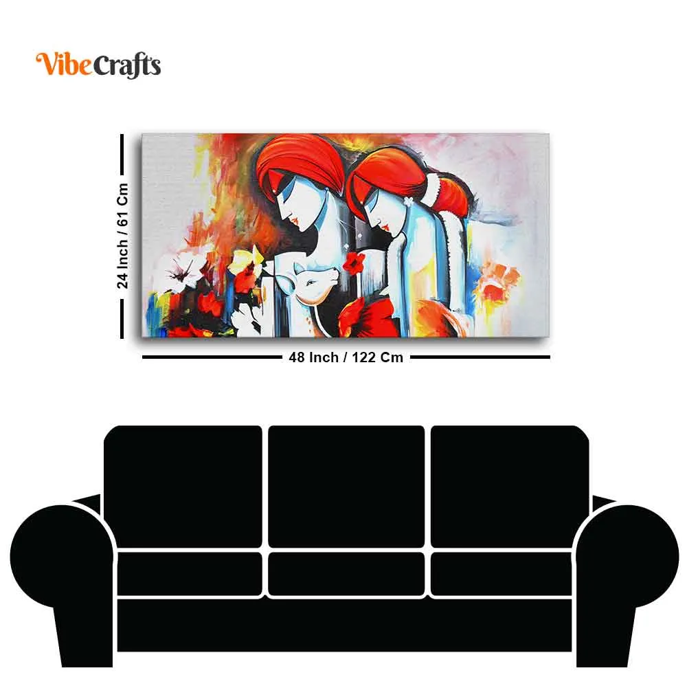 Abstract Art Wall Painting of Radha Krishna