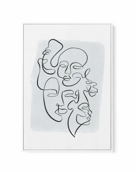 Abstract Faces I | Periwinkle | Framed Canvas Art Print