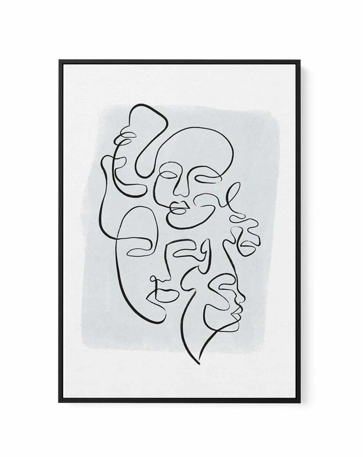 Abstract Faces I | Periwinkle | Framed Canvas Art Print