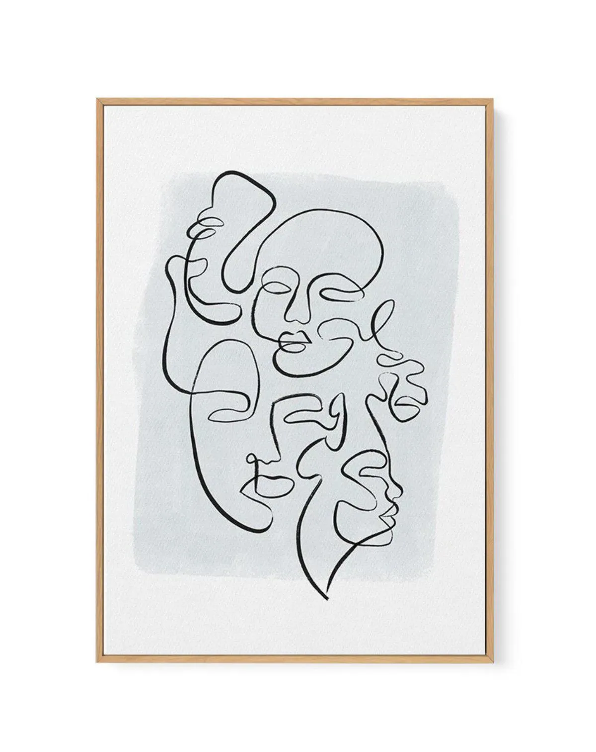 Abstract Faces I | Periwinkle | Framed Canvas Art Print