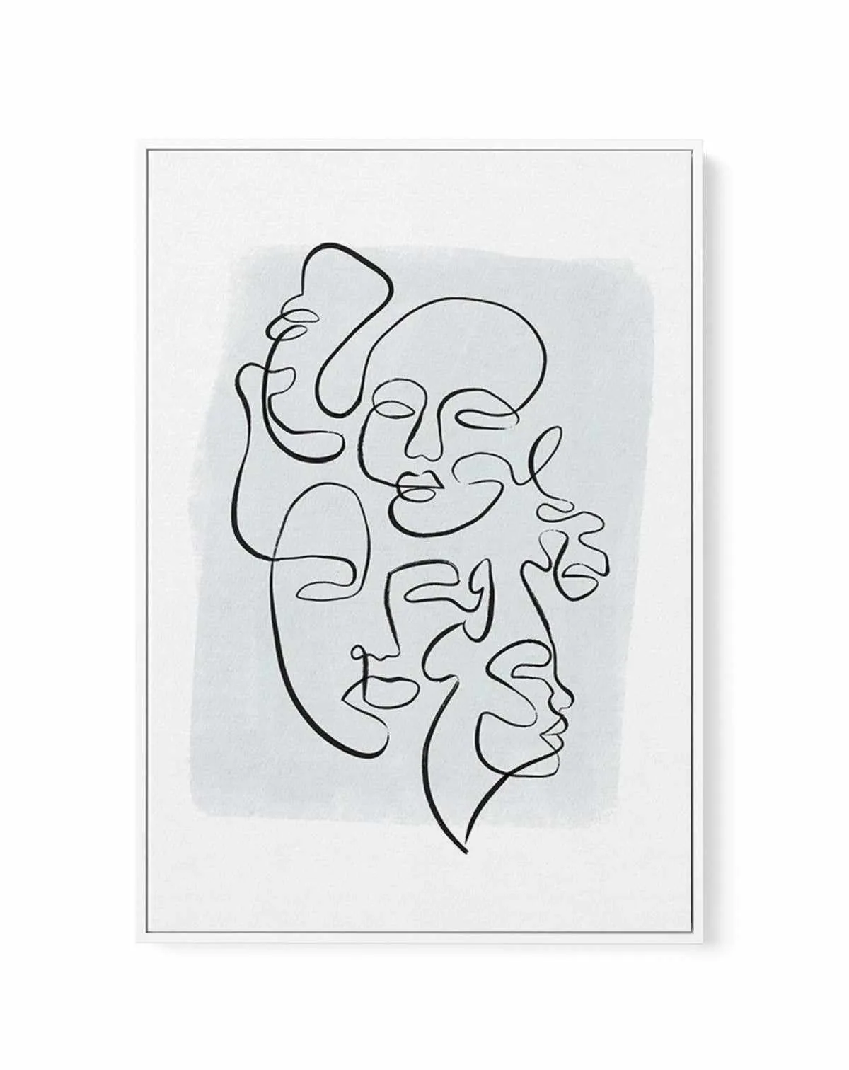 Abstract Faces I | Periwinkle | Framed Canvas Art Print