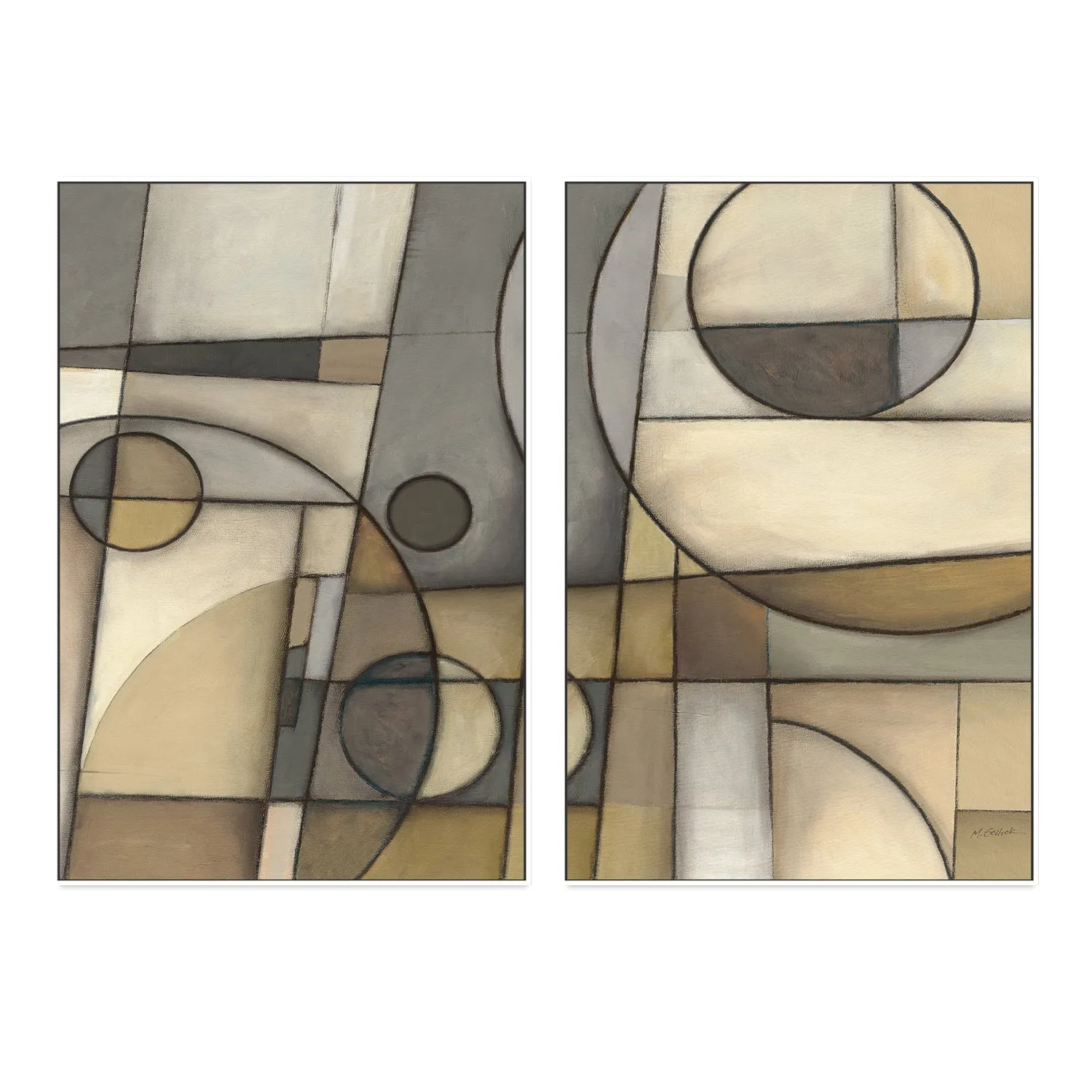 Abstract Mythology, Style A & B, Set Of 2 , By Mike Schick