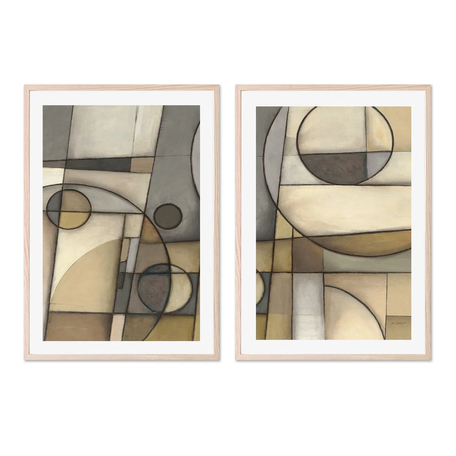 Abstract Mythology, Style A & B, Set Of 2 , By Mike Schick