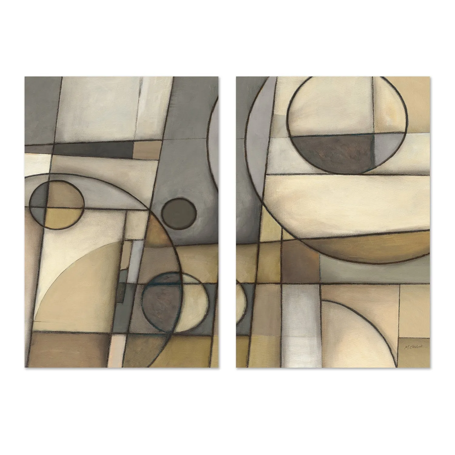 Abstract Mythology, Style A & B, Set Of 2 , By Mike Schick