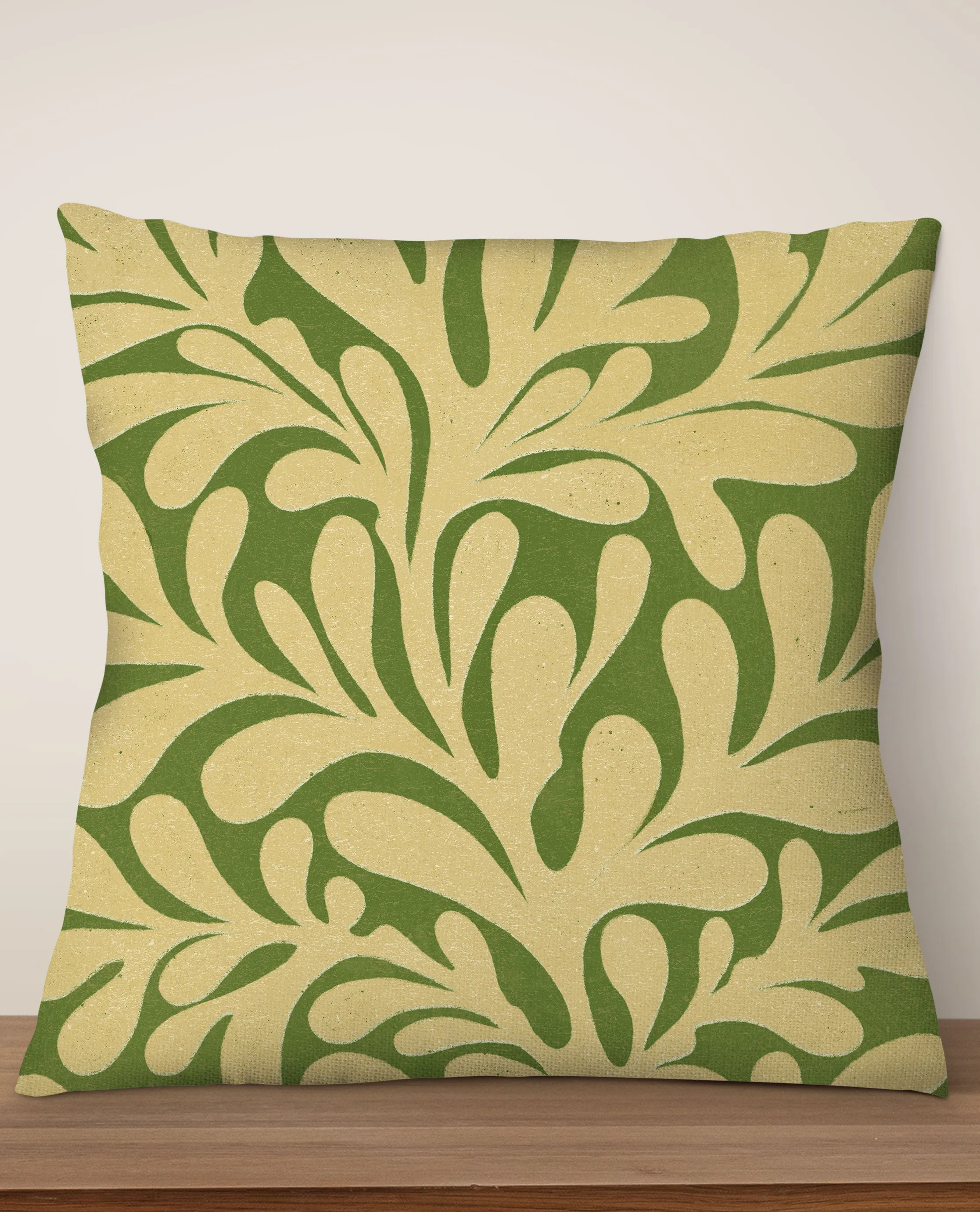 Abstract Plant Square Cushion (Green)