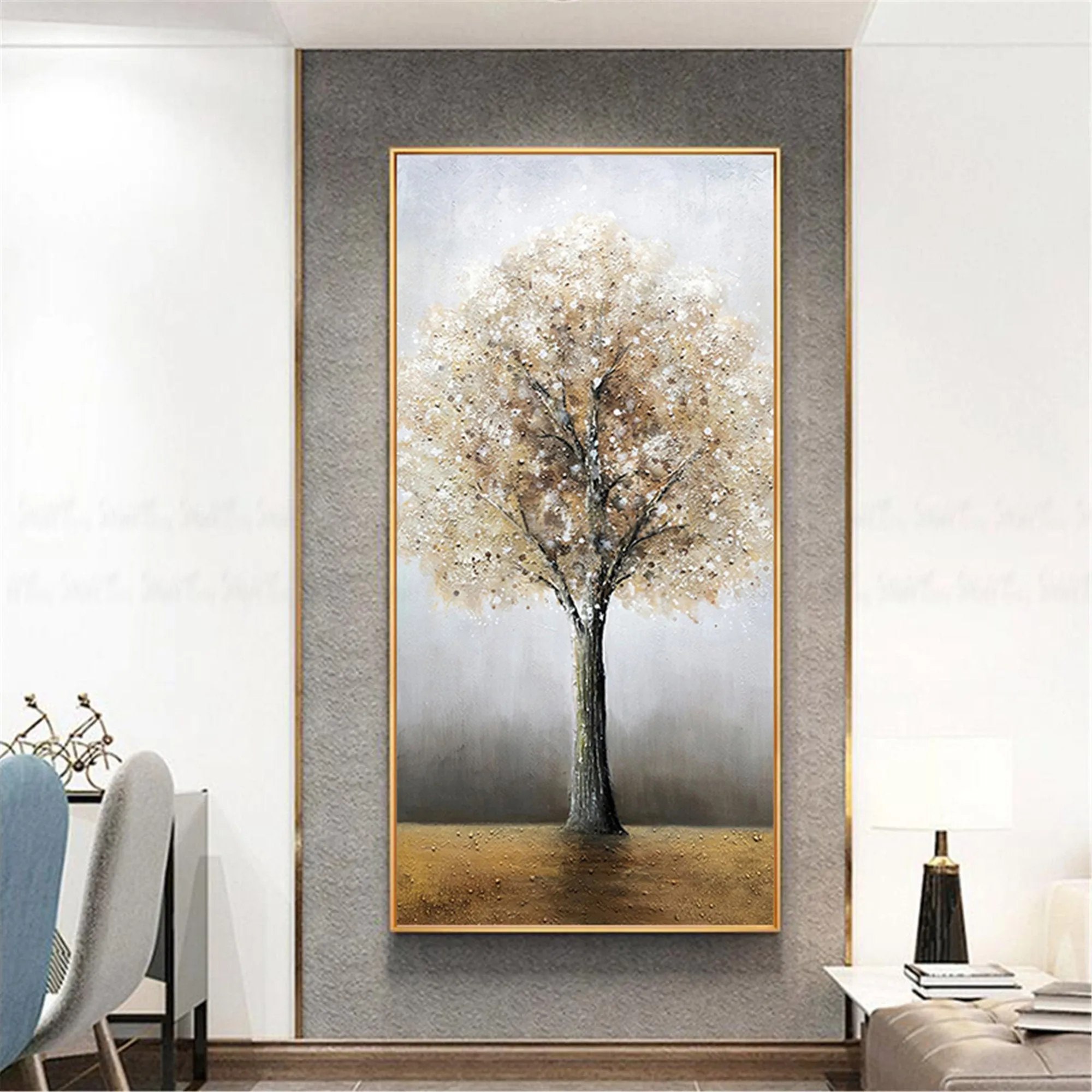 Abstract Tree Painting Oversized Modern Wall Art for Living Room Bedroom Gp049