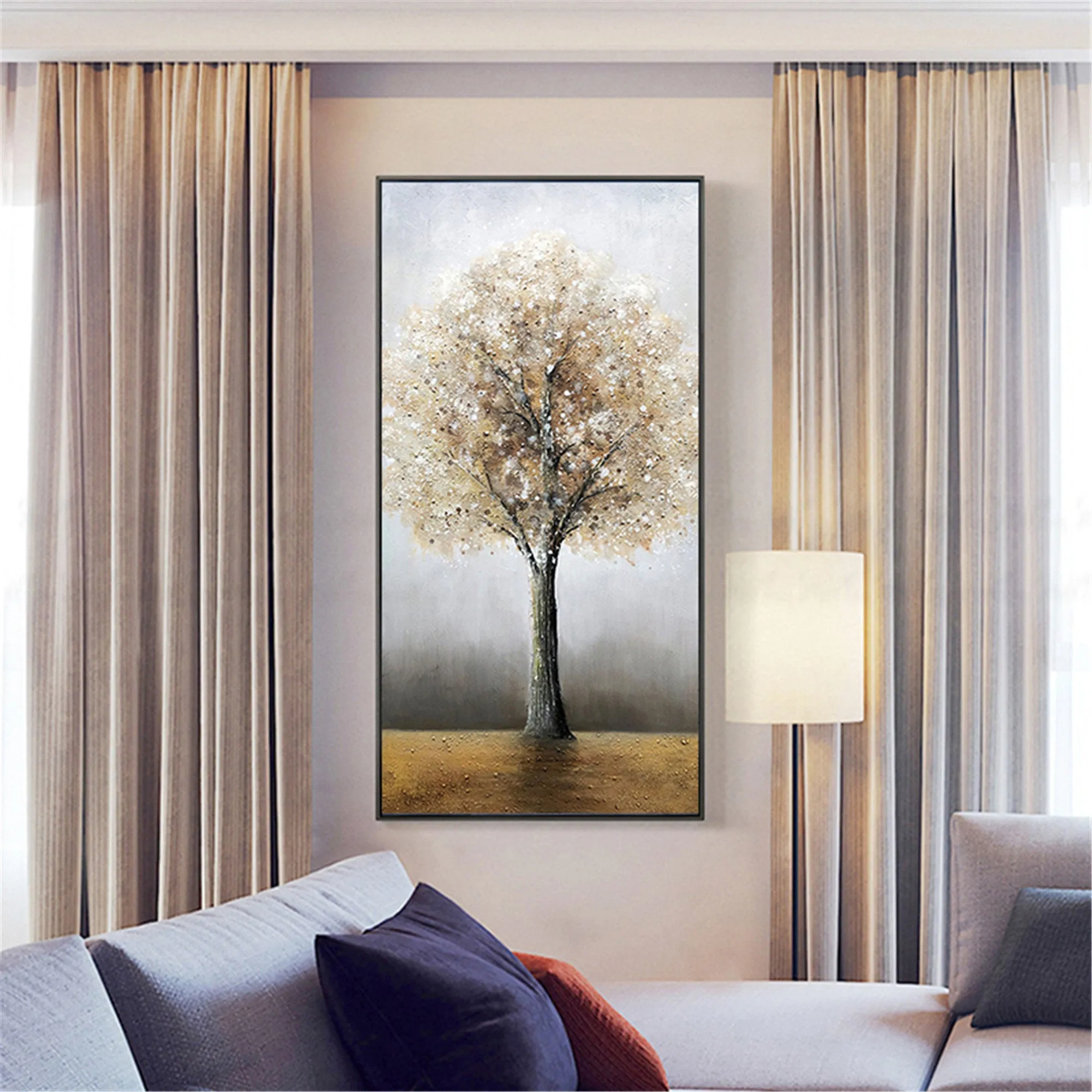 Abstract Tree Painting Oversized Modern Wall Art for Living Room Bedroom Gp049