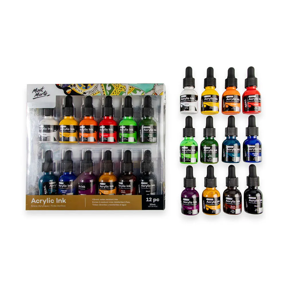 Acrylic Ink Premium 12pc x 20ml (0.7 US fl.oz)