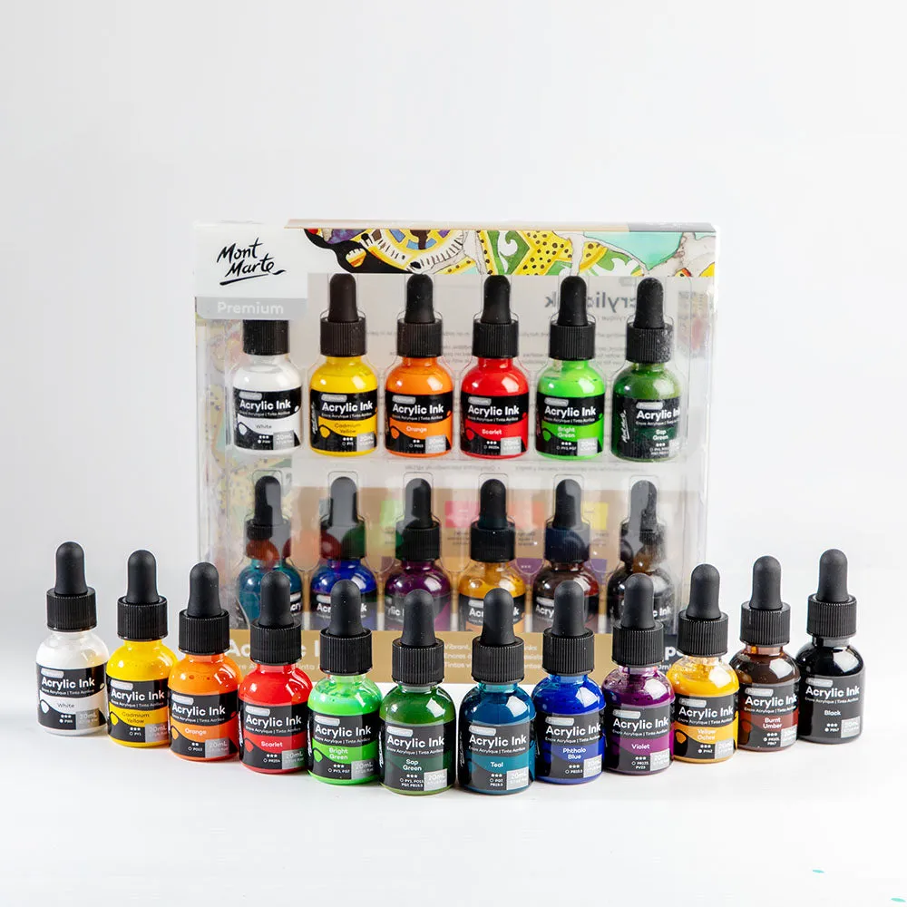 Acrylic Ink Premium 12pc x 20ml (0.7 US fl.oz)