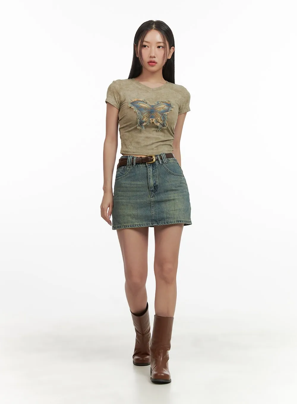 Acubi Washed Slim Fit Crop Shirt CY420