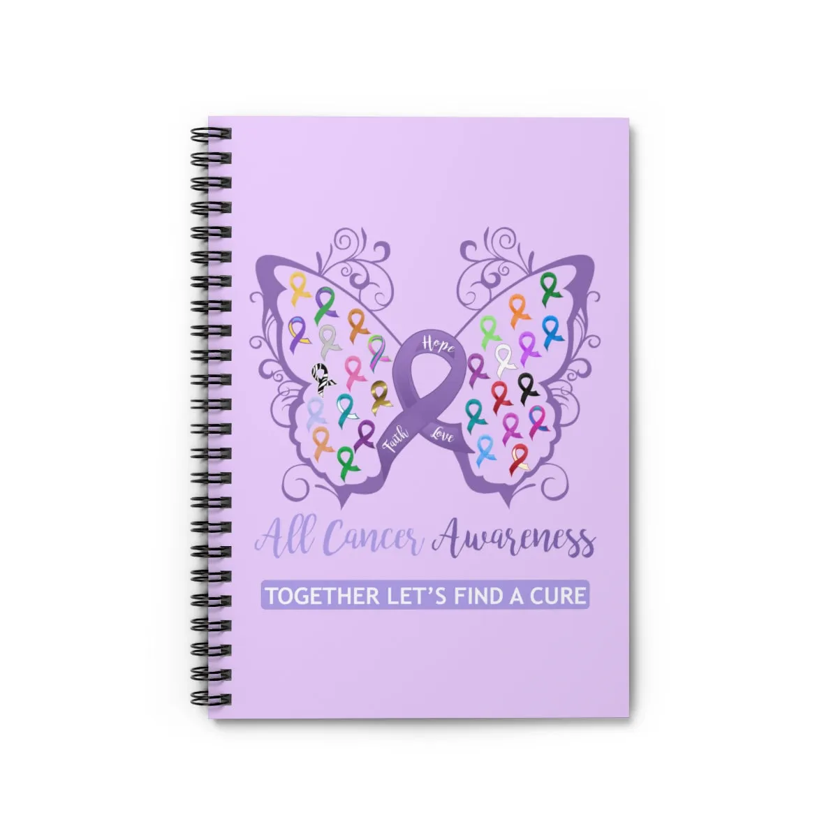 All Cancer Awareness Filigree Butterfly Lavender Spiral Journal - Ruled Line