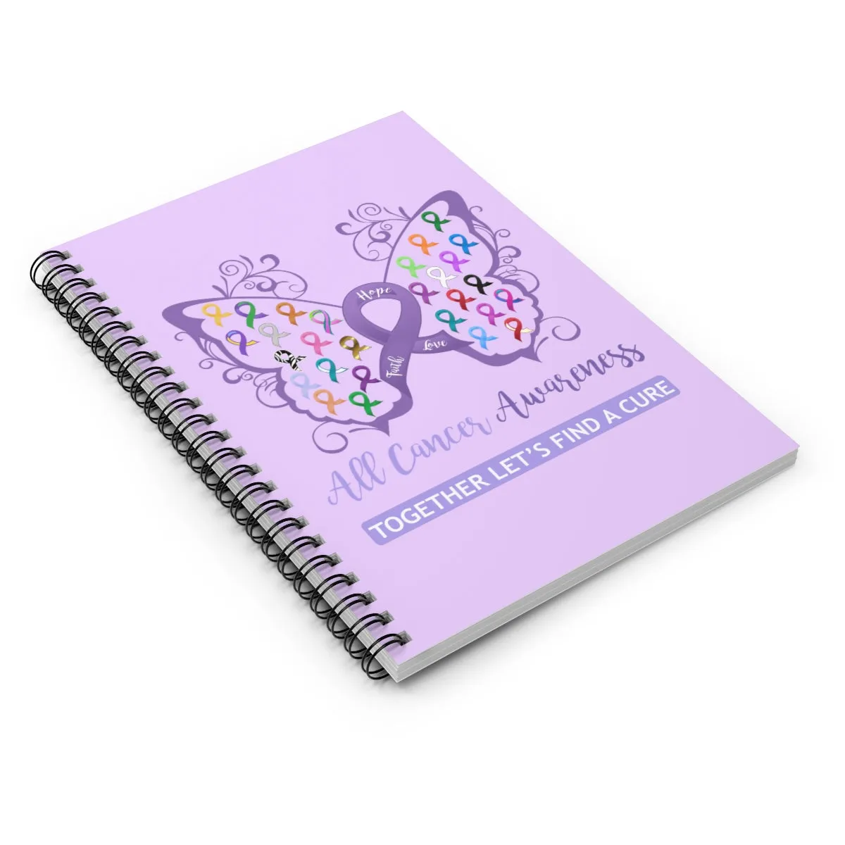 All Cancer Awareness Filigree Butterfly Lavender Spiral Journal - Ruled Line