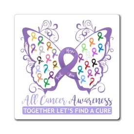 All Cancer Awareness Filigree Butterfly Magnet (White Background) (3 Sizes Available)