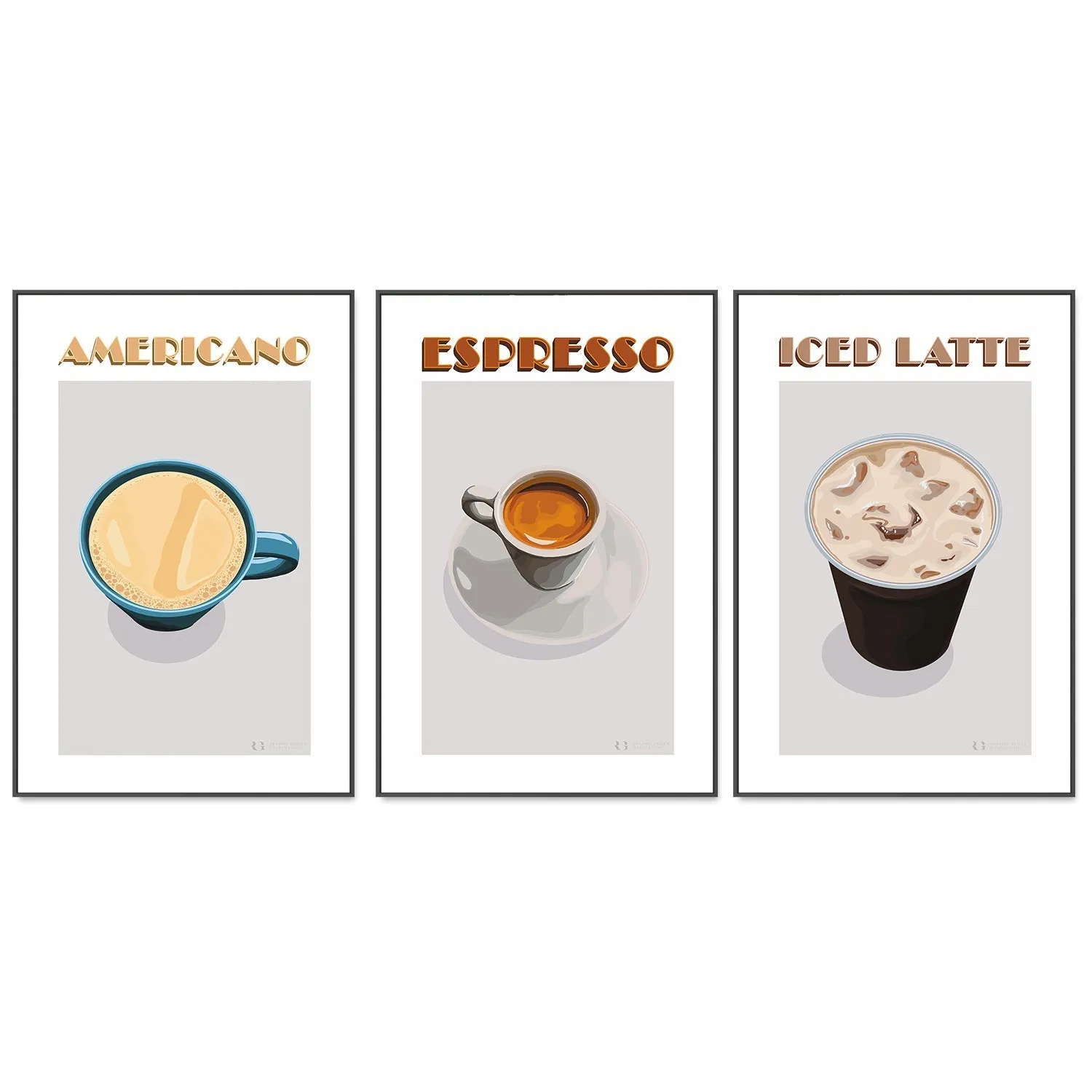 Americano, Espresso & Latte, Set Of 3 , By Rosalyn Gray