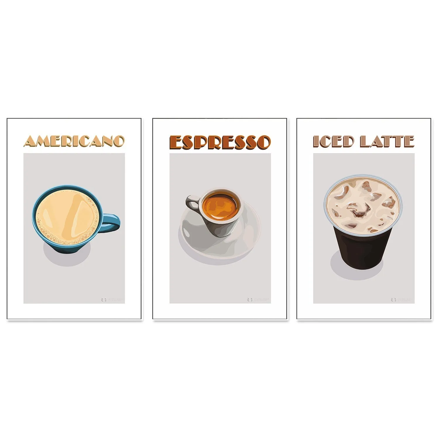 Americano, Espresso & Latte, Set Of 3 , By Rosalyn Gray