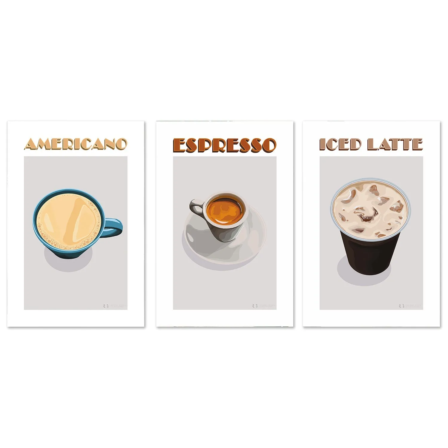 Americano, Espresso & Latte, Set Of 3 , By Rosalyn Gray