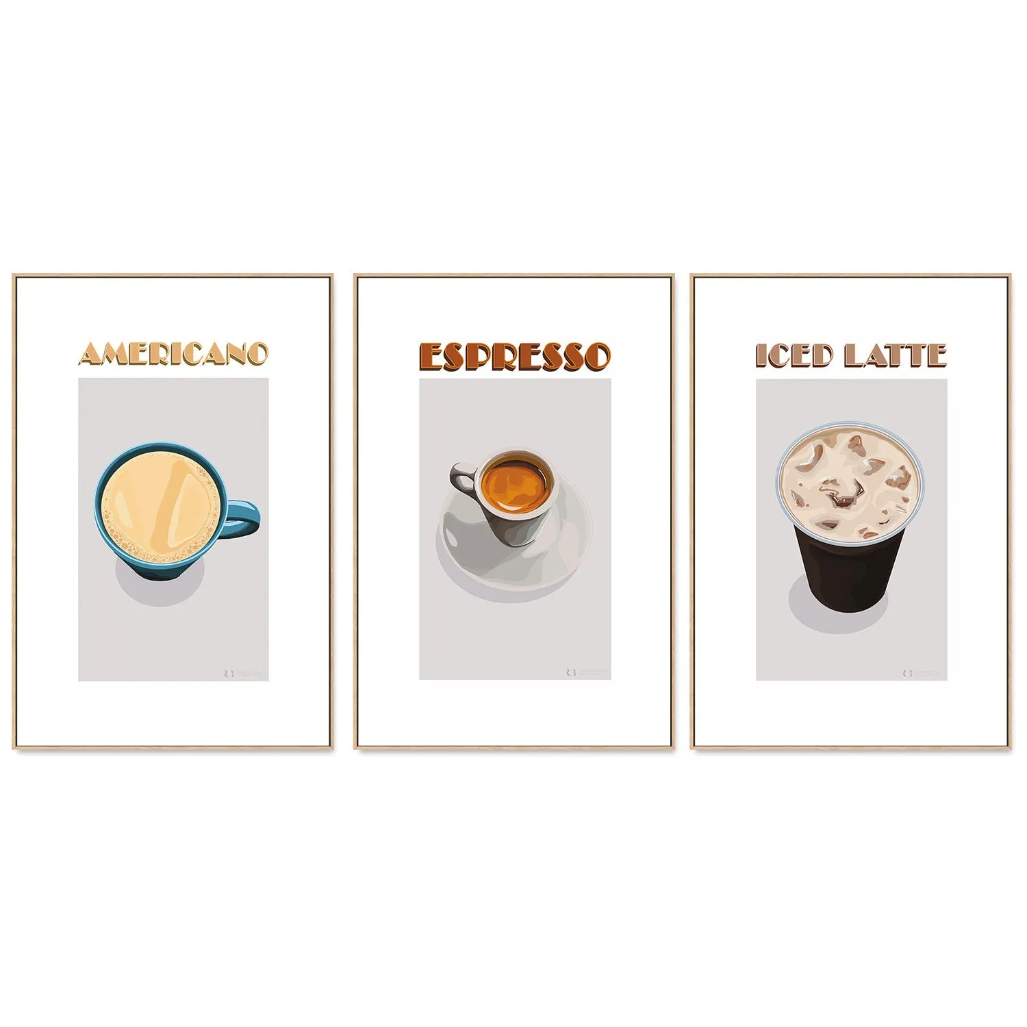 Americano, Espresso & Latte, Set Of 3 , By Rosalyn Gray