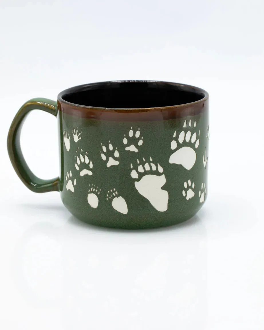 Animal Tracks Hand Carved Ceramic Mug