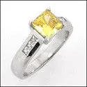 Anniversary Canary Princess Center Channel Cubic Zirconia Cz Ring