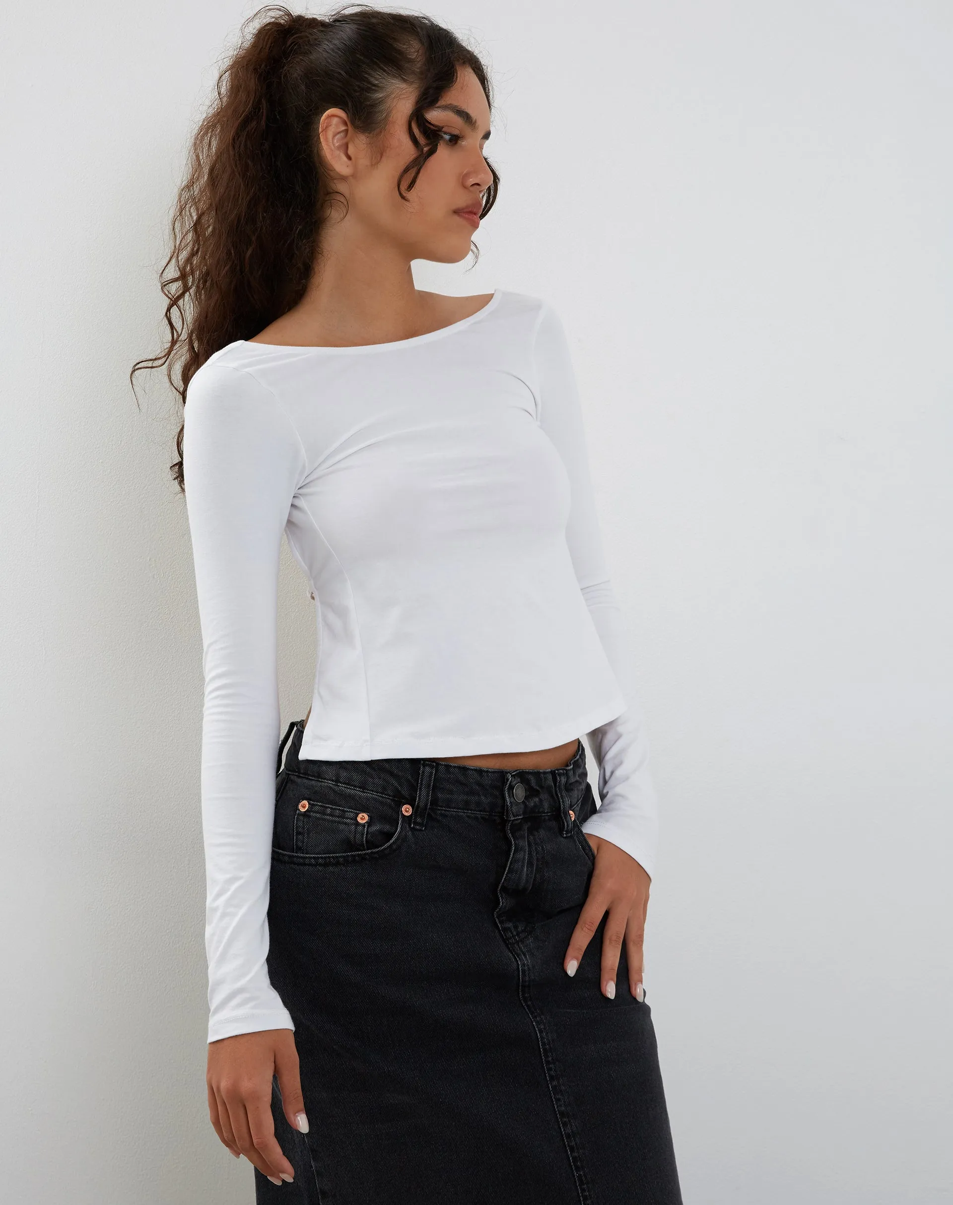 Ansita Long Sleeve Top in White