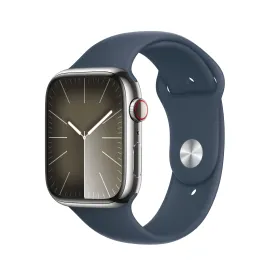 Apple Watch Series 9 (GPS   Cellular) - Caja de aluminio en plata de 45 mm - Correa deportiva azul tempestad - Talla S/M