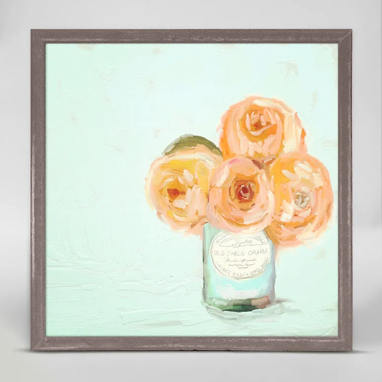 Apricot Roses Mini Framed Canvas