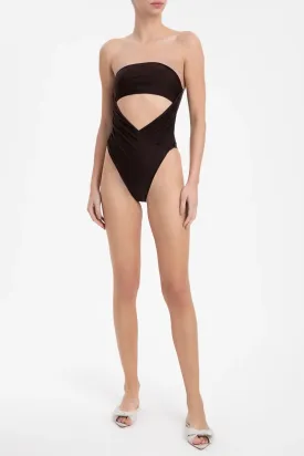 Arisaema Solid High-Leg Strapless Swimsuit