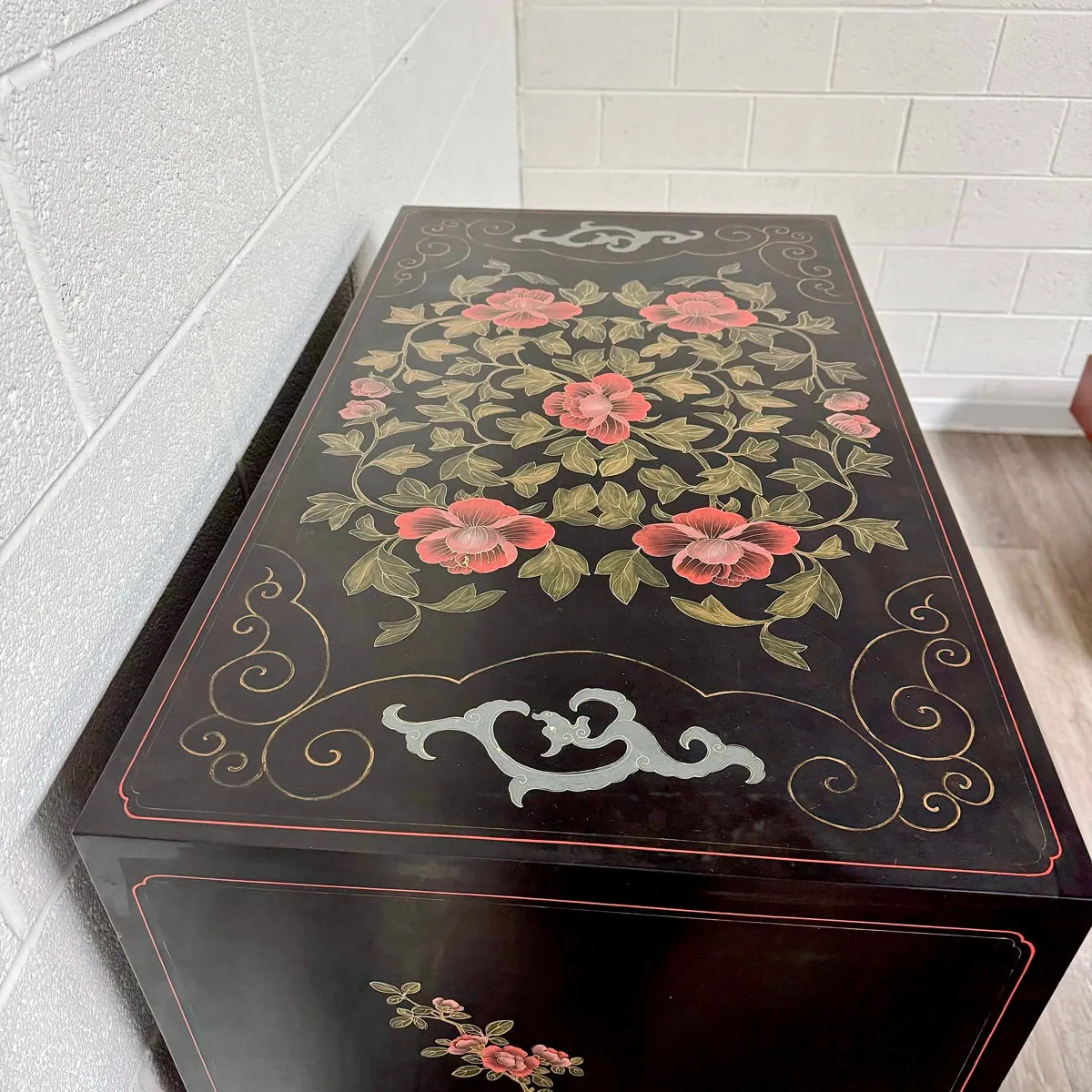 Asian Hand Painted Stacked Cabinet