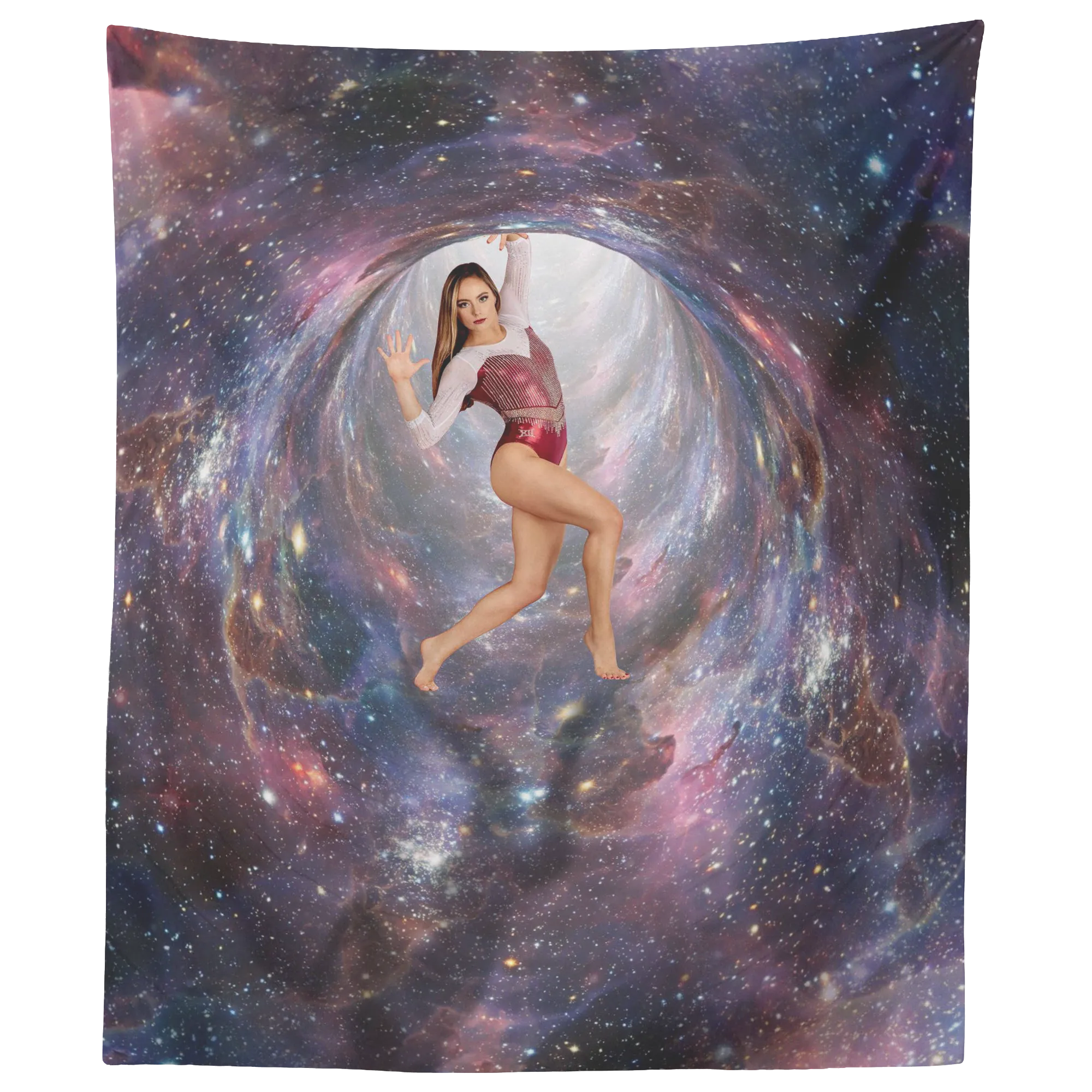 Audrey Lynn of OU Gymnastics Wall Art Tapestry - Bending Space and Time