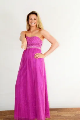 Bandeau Maxi Dress with Beaded Bodice