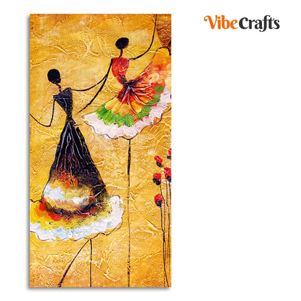 Beautiful Dancing Beauties Warli Art Wall Painting for Living Room