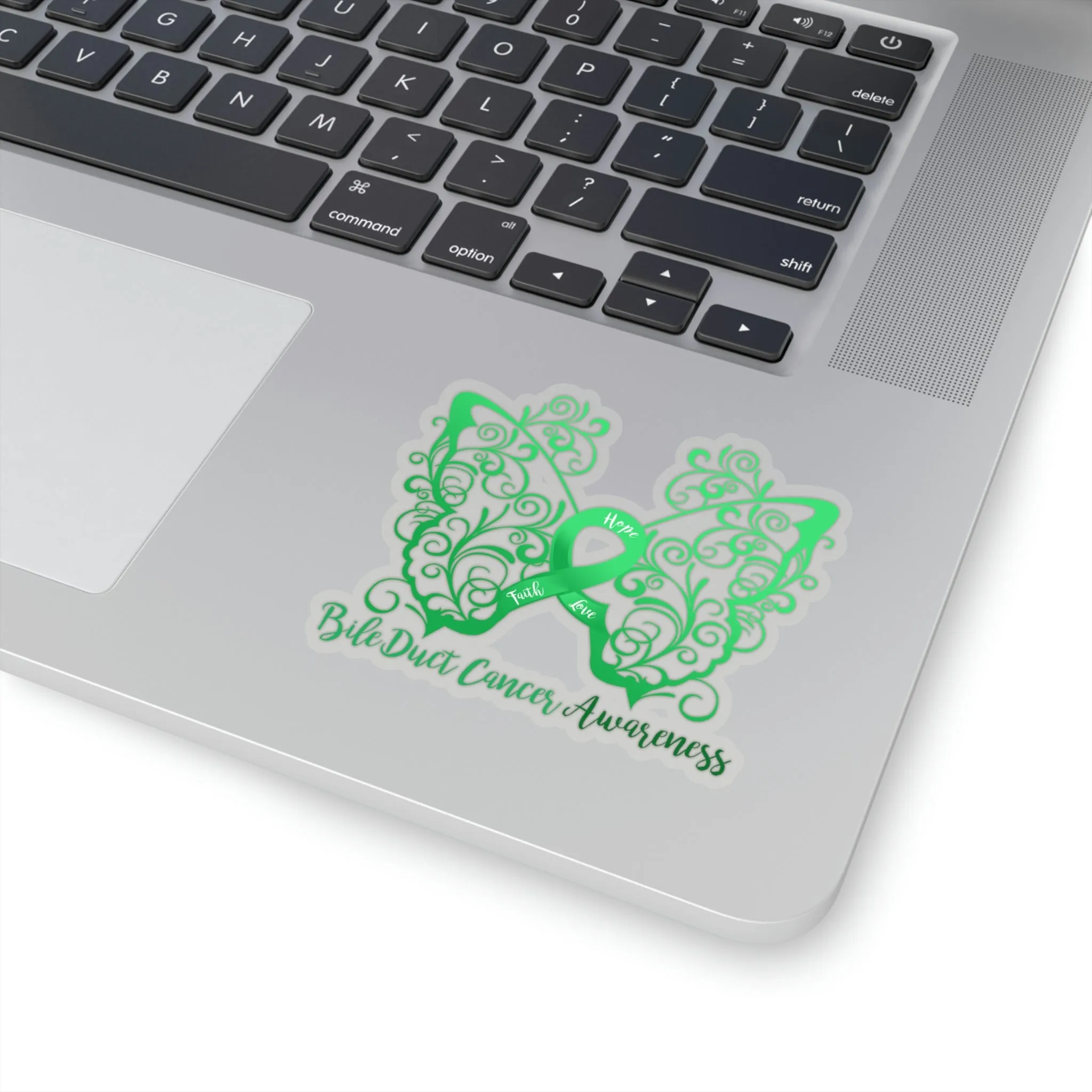 Bile Duct Cancer Awareness Filigree Butterfly Sticker (3 x 3)