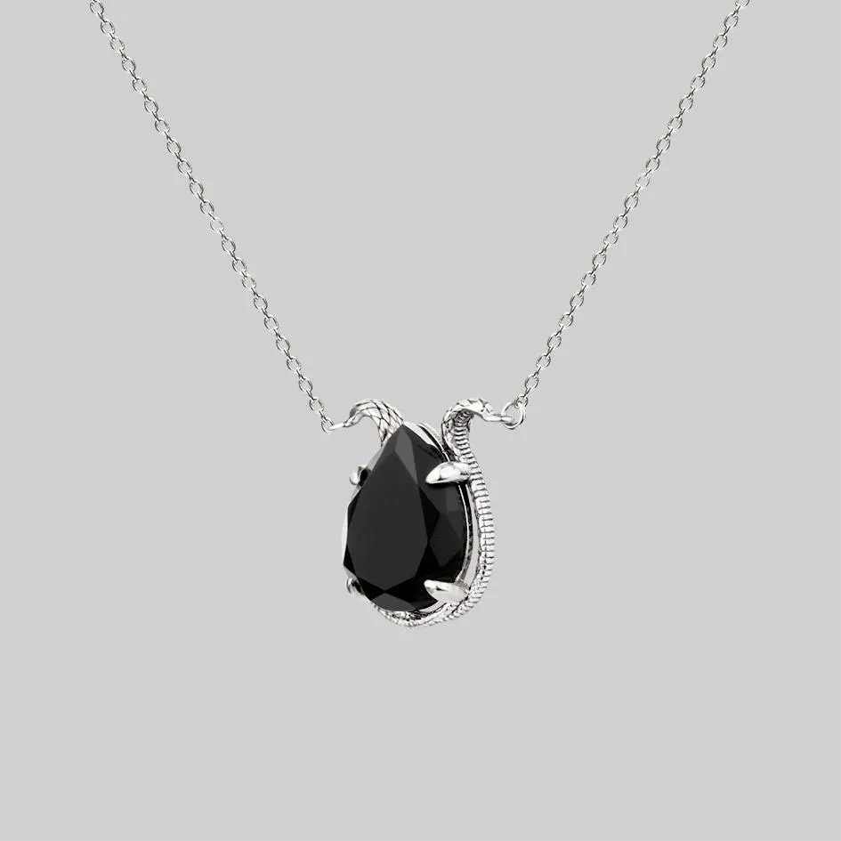 BITTERSWEET. Double Serpent Onyx Necklace - Silver