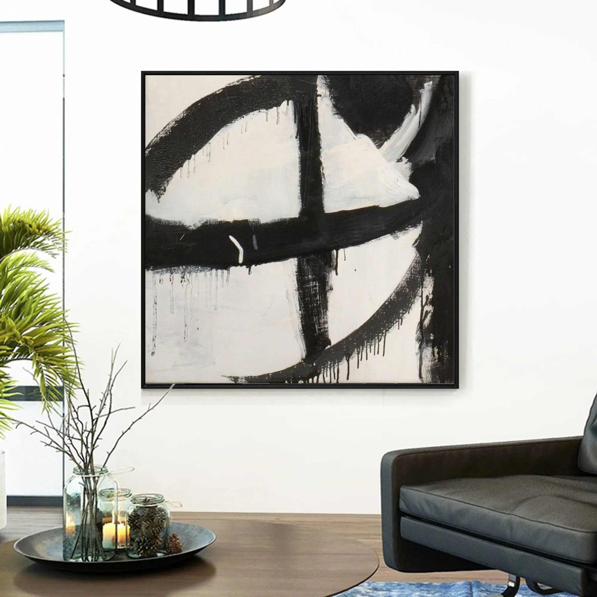 Black And White Abstract Art Painting Minimalist Painting Op025