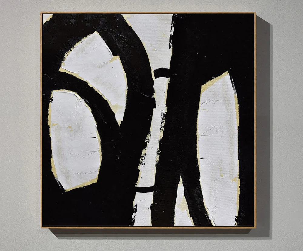 Black and White Abstract Painting Minimalist Art Modern Wall Art Decor Yp040